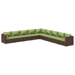 vidaXL 9 Piece Garden Lounge Set with Cushions Poly Rattan Brown