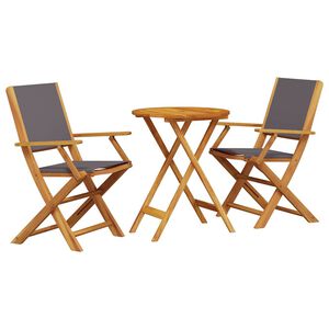 vidaXL 3 Piece Bistro Set Anthracite Fabric and Solid Wood