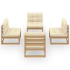 vidaXL 4 Piece Garden Lounge Set with Cushions Solid Pinewood