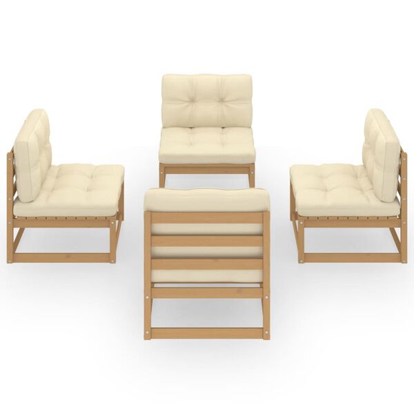 vidaXL 4 Piece Garden Lounge Set with Cushions Solid Pinewood