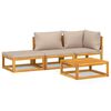 vidaXL 4 Piece Garden Lounge Set with Taupe Cushions Solid Wood
