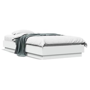 vidaXL Bed Frame without Mattress White 90x190 cm Single Engineered Wood