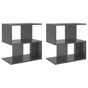 vidaXL Bedside Cabinets 2 pcs High Gloss Grey 50x30x51.5 cm Engineered Wood