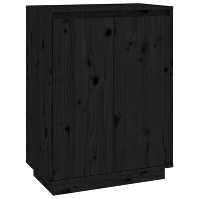 vidaXL Shoe Cabinet Black 60x35x80 cm Solid Wood Pine