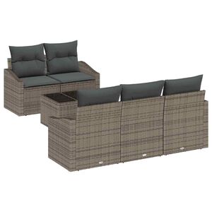 vidaXL Sofa Set with Cushion with Pillow 6 pcs Grey Poly Rattan