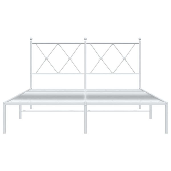 vidaXL Metal Bed Frame without Mattress with Headboard White 135x190cm