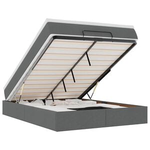 vidaXL Ottoman Bed with Mattress Dark Grey Double Fabric