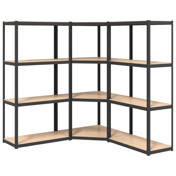vidaXL 4-Layer Shelves 3 pcs Anthracite Steel&Engineered Wood