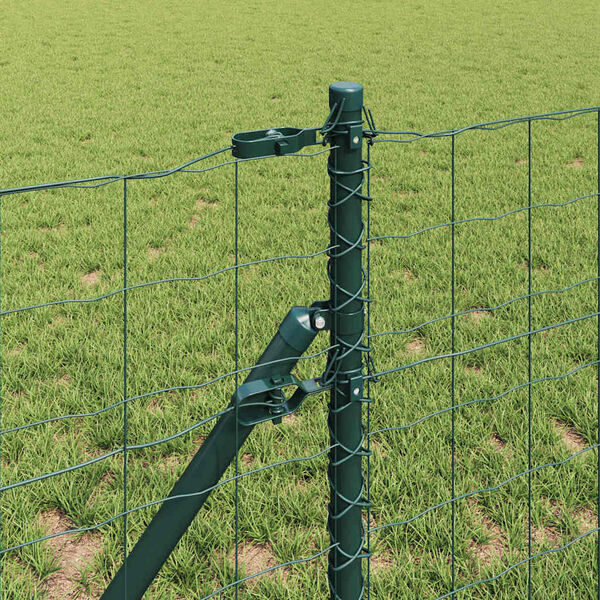 vidaXL Fence with Posts Green 0.8 x 25 m Steel