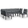 vidaXL 6 Piece Garden Lounge Set Black and Grey Poly Rattan