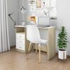 vidaXL Desk with Drawers White and Sonoma Oak 110x50x76 cm Engineered Wood