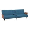 vidaXL Sofa Bed with Cup Holders Blue Velvet
