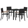 vidaXL Garden Dining Set 5 pcs Black Powder-Coated Steel