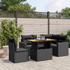 vidaXL 6 Piece Garden Sofa Set with Cushions Black Poly Rattan