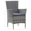vidaXL 7 Piece Outdoor Dining Set with Cushions Poly Rattan Grey