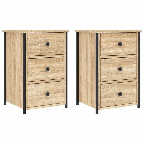 vidaXL Bedside Cabinets 2 pcs Sonoma Oak 40x36x60 cm Engineered Wood