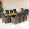 vidaXL 9 Piece Garden Bistro Set with Cushions Grey Poly Rattan