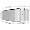 vidaXL Garden Shed 257x392x181 cm Metal Grey