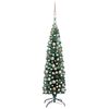 vidaXL Slim Artificial Pre-lit Christmas Tree with Ball Set Green 150 cm