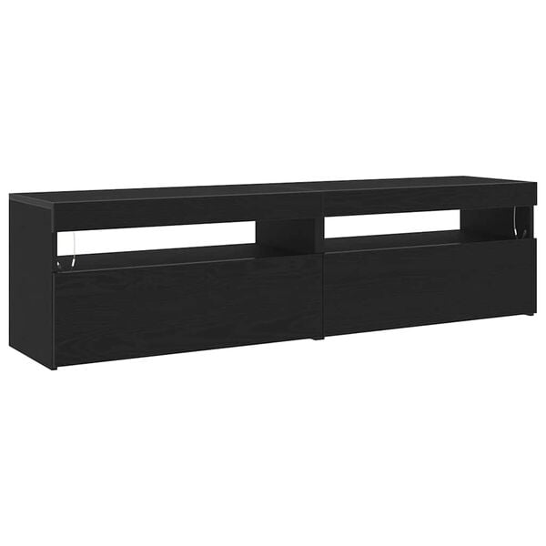 vidaXL TV Cabinet 2 pcs Black Oak 75 x 35 x 40 cm Engineered Wood