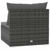 vidaXL Garden Middle Sofa with Cushions Grey Poly Rattan