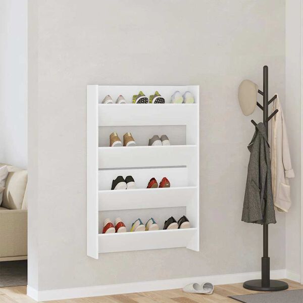 vidaXL Wall Shoe Cabinet 2 pcs White 80x18x60 cm Engineered Wood