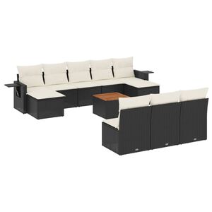 vidaXL 11 Piece Garden Sofa Set with Cushions Black Poly Rattan