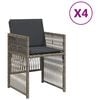 vidaXL Garden Chairs with Cushions 4 pcs Grey Poly Rattan