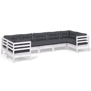 vidaXL 7 Piece Garden Lounge Set with Cushions White Pinewood