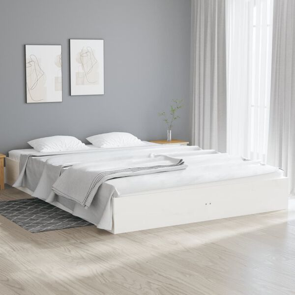 vidaXL Bed Frame without Mattress White Solid Wood 180x200 cm Super King