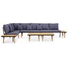 vidaXL 7-Seater Garden Lounge Set with Cushions Solid Acacia Wood Brown