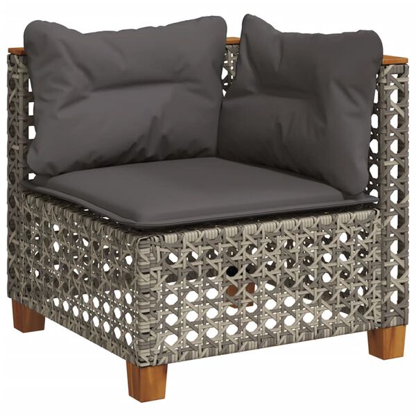 vidaXL 5 Piece Garden Sofa Set with Cushions Grey Poly Rattan
