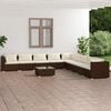 vidaXL 10 Piece Garden Lounge Set with Cushions Poly Rattan Brown
