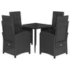 vidaXL 5 Piece Garden Dining Set with Cushions Black Poly Rattan