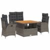 vidaXL 5 Piece Garden Dining Set with Cushions Grey Poly Rattan