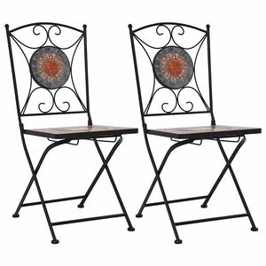 vidaXL Mosaic Folding Chairs 2 pcs Orange/Grey