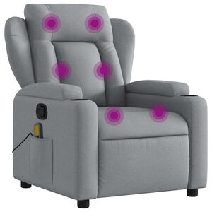 vidaXL Massage Recliner Chair Light Grey Fabric