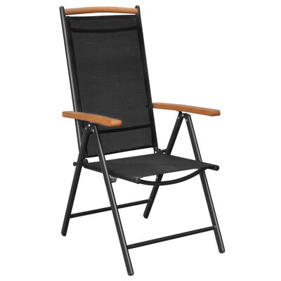 vidaXL Folding Garden Chairs 4 pcs Aluminium and Textilene Black