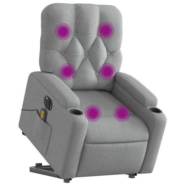 vidaXL Electric Stand up Massage Recliner Chair Light Grey Fabric
