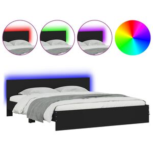 vidaXL Bed Frame with LED without Mattress Black 180x200 cm Super King
