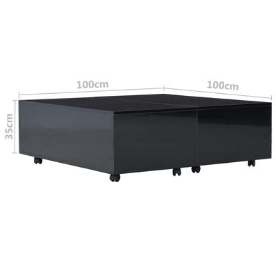 vidaXL Coffee Table High Gloss Black 100x100x35 cm