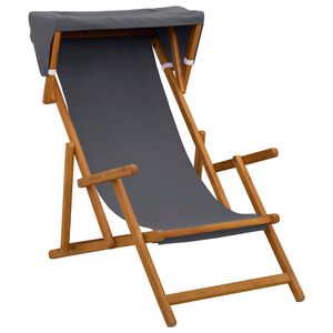 vidaXL Deck Chair 3 Position Solid Eucalyptus Wood Grey