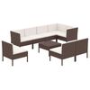 vidaXL 9 Piece Garden Lounge Set with Cushions Poly Rattan Brown