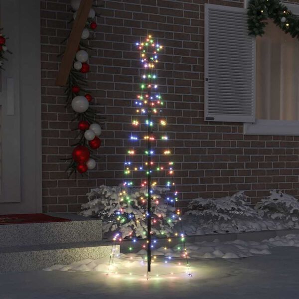 vidaXL LED Christmas Tree with Ground Spikes Multicolour 250 cm Iron