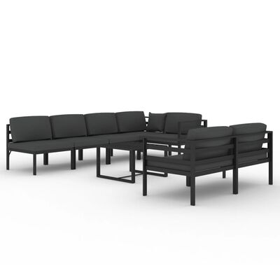 vidaXL 8 Piece Garden Lounge Set with Cushions Aluminium Anthracite