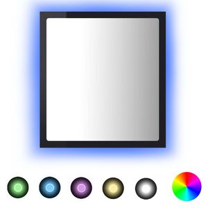 vidaXL LED Bathroom Mirror High Gloss Black 40x8,5x37 cm Acrylic