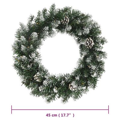 vidaXL Christmas Wreath with LED Lights Green 45 cm PVC
