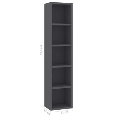 vidaXL CD Cabinet Grey 21x16x93.5 cm Engineered Wood