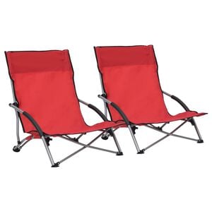 vidaXL Folding Chairs 2 pcs Red Fabric