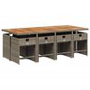 vidaXL 9 Piece Garden Dining Set with Cushions Grey Poly Rattan
